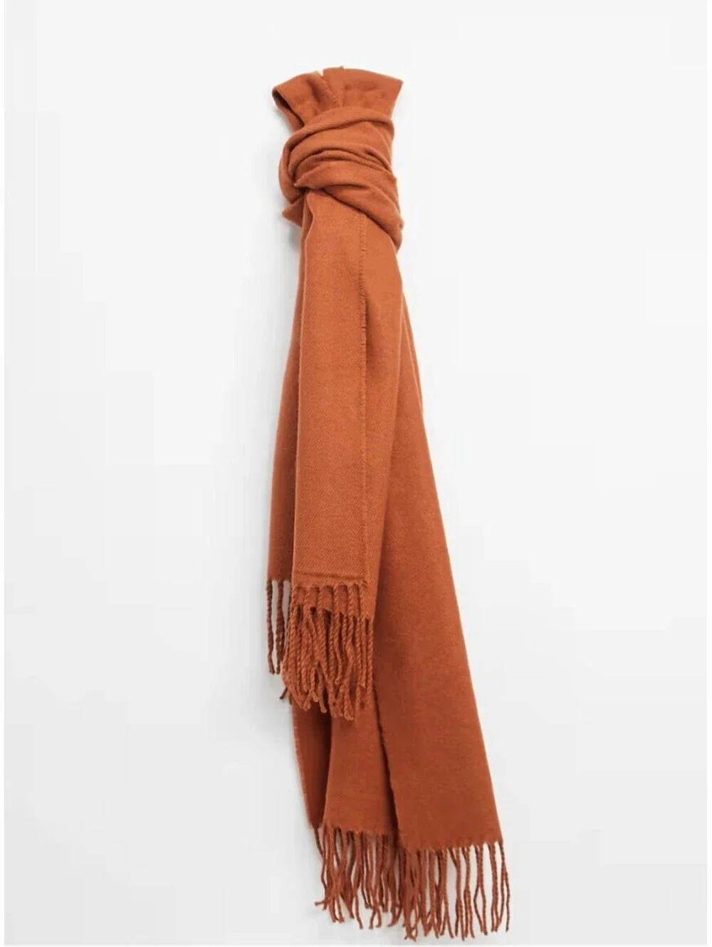 Reclaimed Vintage Chocolate Terracotta Blanket Scarf Fringe Oversized Unisex